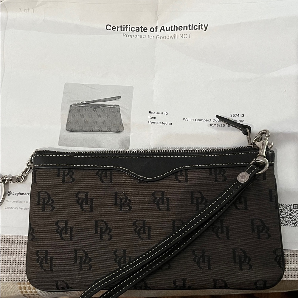 Dooney & Bourke Brown Wristlet with Black Accents - Picture 1 of 1